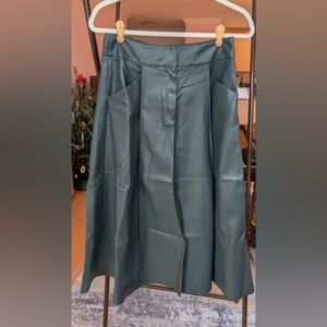 Tahari Dark Green Leather Skirt